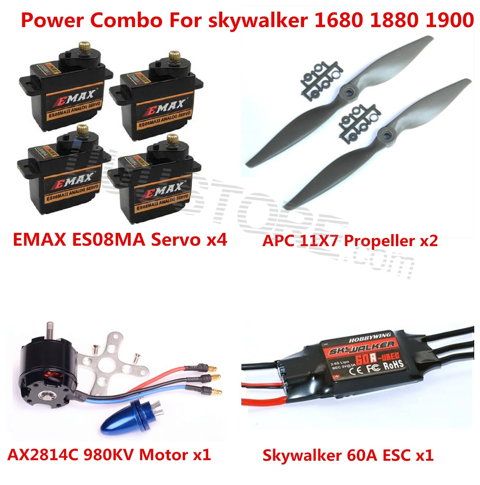 Power Combo Kit For Skywalker 1680 1880 1900 EPO RC Airplane Motor ESC  Props and Servos|motor esc|rc airplane motoresc motor - AliExpress