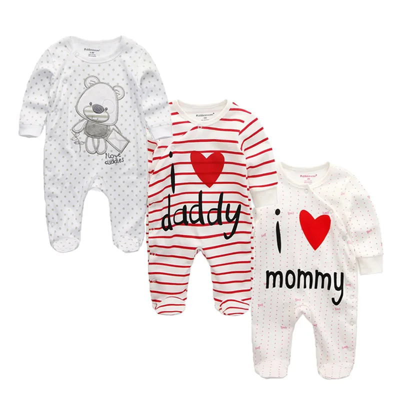 3 PCS/lot Newborn Long Sleeve Comfortable baby footed rompers Cotton cartoon baby boy girl clothes - Цвет: R26