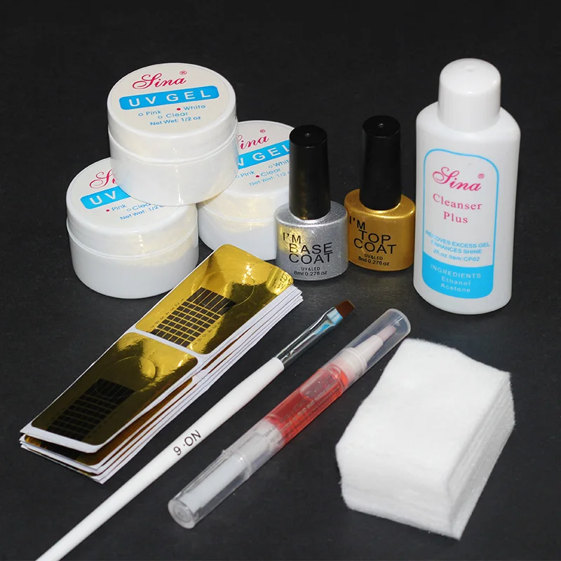 Gel UV Set Top Coat Rosa Bianco Trasparente Trasparente 3 Colori Gel UV Del Costruttore Tazza di Vetro di Arte Del Chiodo Capovolge Gel Manicure estensione
