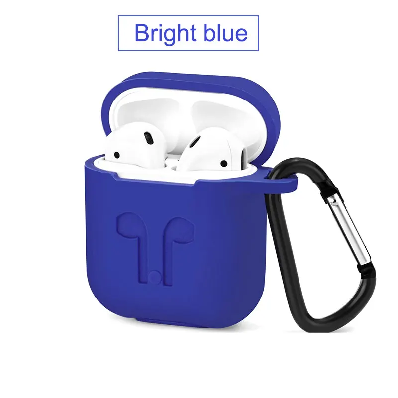 For Apple Airpods Silicone Case Soft Cover Protector with Dust Plug Anti-Lost Strap Sleeve Pouch for Air pods Earphone (2)