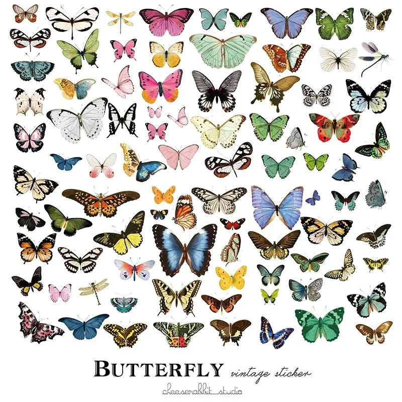 

80pcs Butterfly colorized Vintage Stickers Handmade Cardstock Die Cut Stickers for Scrapbooking Card Making/Journaling Project