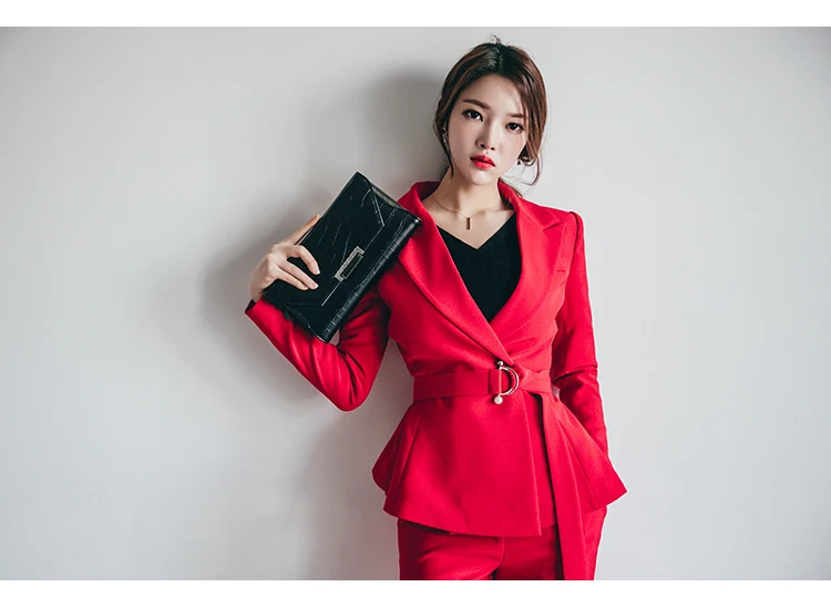  RED Women Casual Office Business Suits Formal Work Wear Sets Uniform Styles Elegant dress
