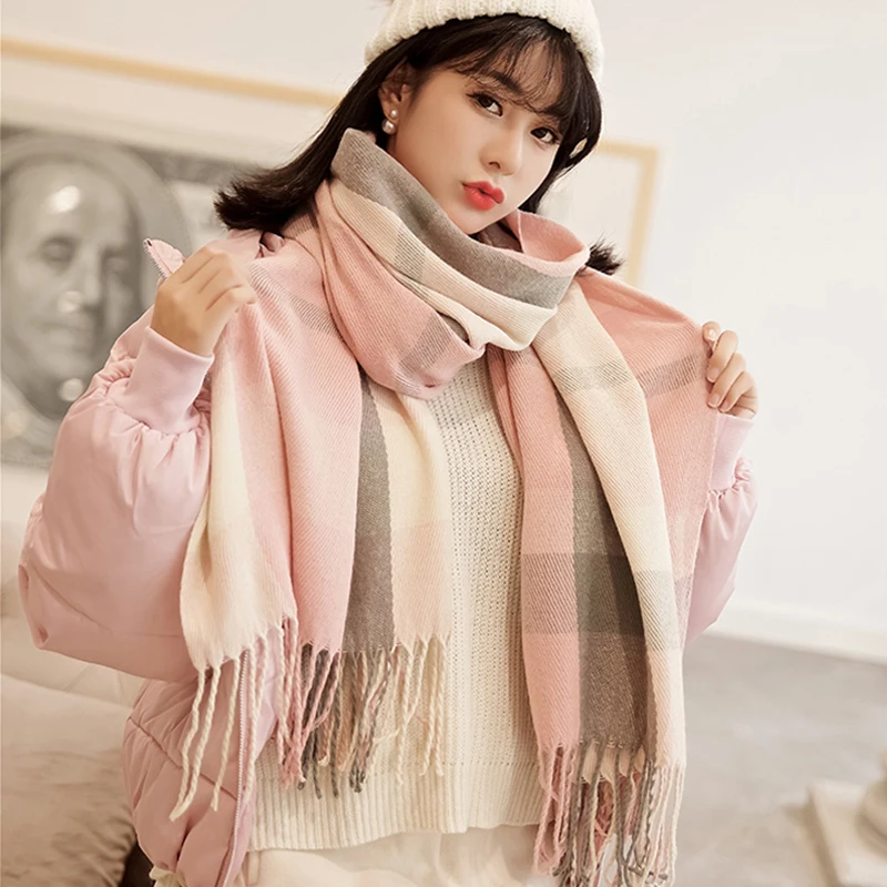 VEITHDIA 2018 Autumn Winter Female Wool Plaid Scarf Women Cashmere Scarves Wide Lattices Long Shawl Wrap Blanket Warm Tippet