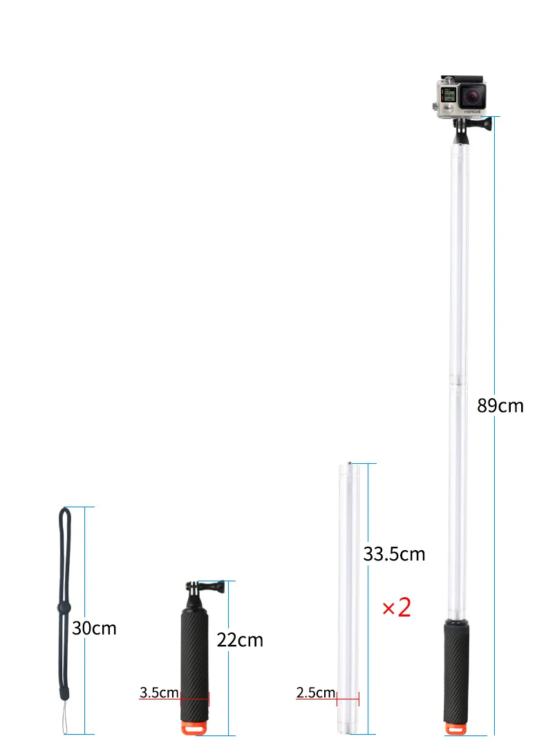 Поплавок селфи палка прозрачный водонепроницаемый монопод для GoPro Hero 7 6 5 4 3+ Session SJCAM eken Xiaomi Yi 4K Go Pro Экшн-камера