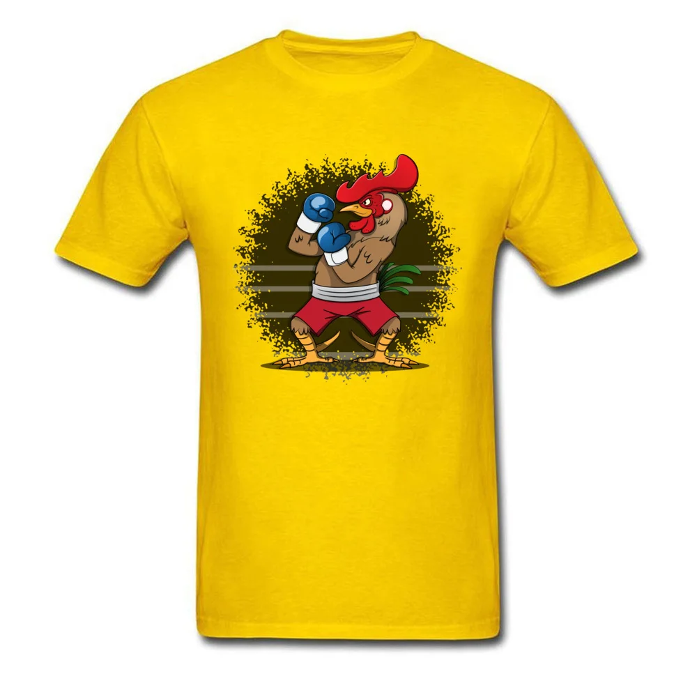  Simple Style Tops Tees New Coming Short Sleeve Men T-shirts TpicOriginaltitle Custom VALENTINE DAY Tops Tees Crew Neck Boxing Rooster yellow