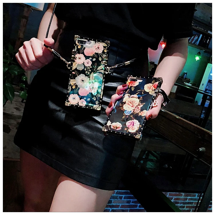 10 шт. Роскошный розовый чехол через плечо с длинной цепочкой для iphone XS MAX XR 6 8 7 Plus