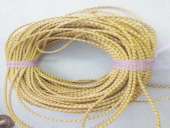 

2019-4-22# Yellow 3MM Braided Leather Cord For Jewelry Making Findings