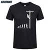 Human Evolution Of Lineman T Shirt Birthday Gift For Electrician Dad  Father Husband O-Neck Short Sleeve Cotton Men's T-Shirts ► Photo 2/6