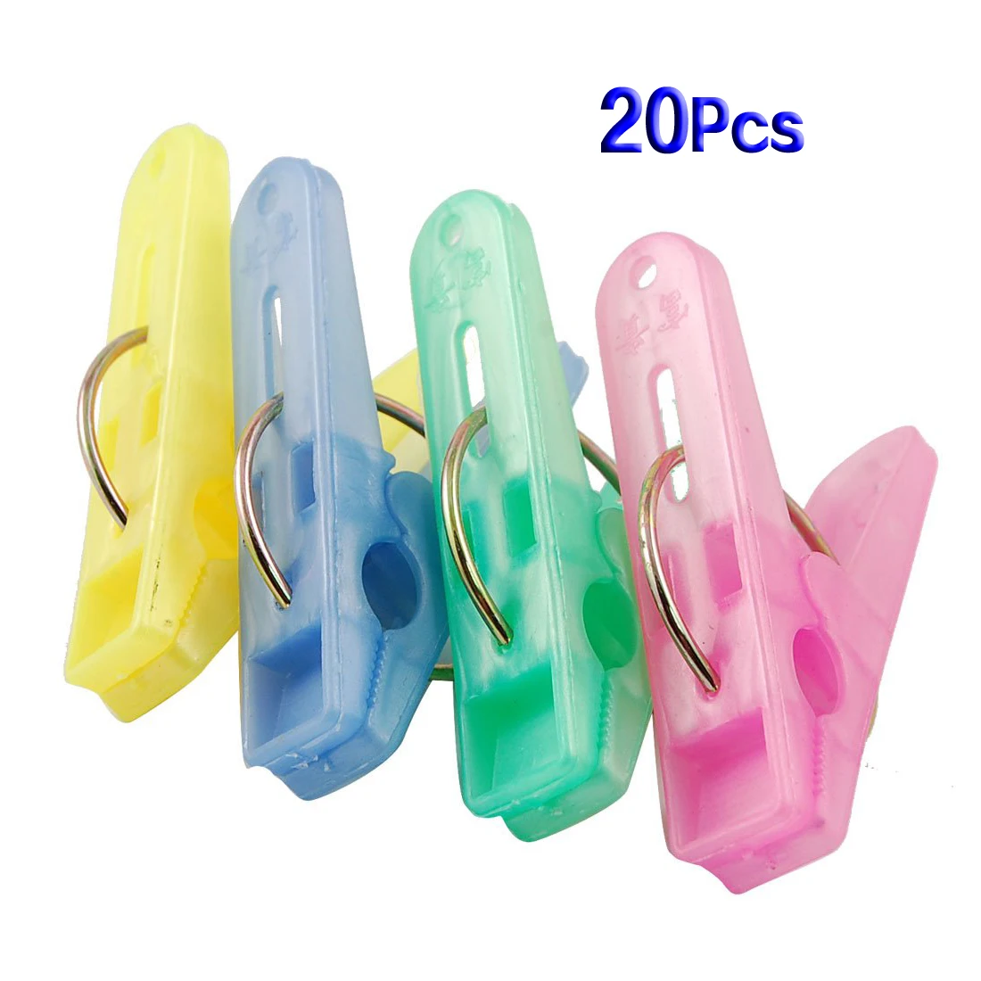20 pcs Assorted Color Plastic Clothes Pins Hanging Clips Hooksin