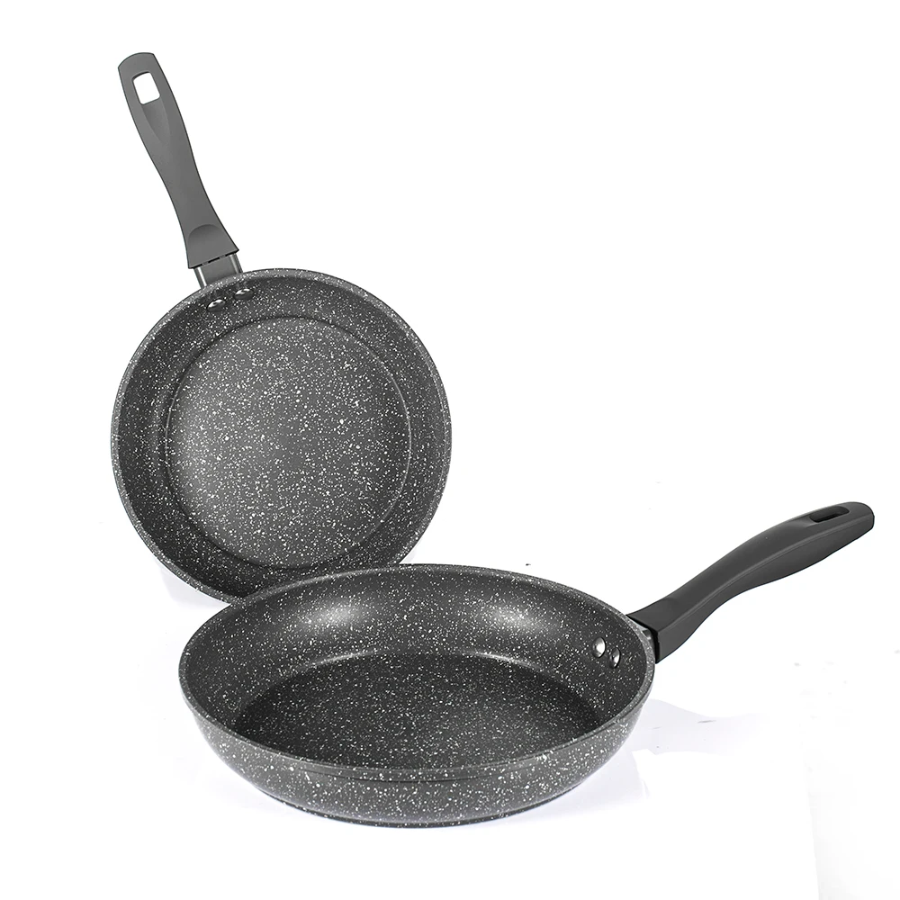 PFOA Free Stone-Derived Cooking Pan Non-Stick Coating 5 Layers Bottom Soft Handle Aluminum Frying Pot Size In 8&10 Inch