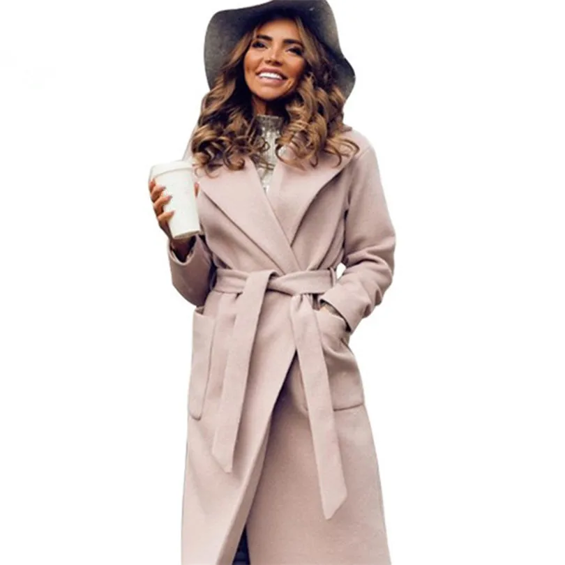 MVGIRLRU элегантные длинные женские пальто с лацканами 2 кармана поясом однотонные куртки пальто для будущих мам женская верхняя одежда