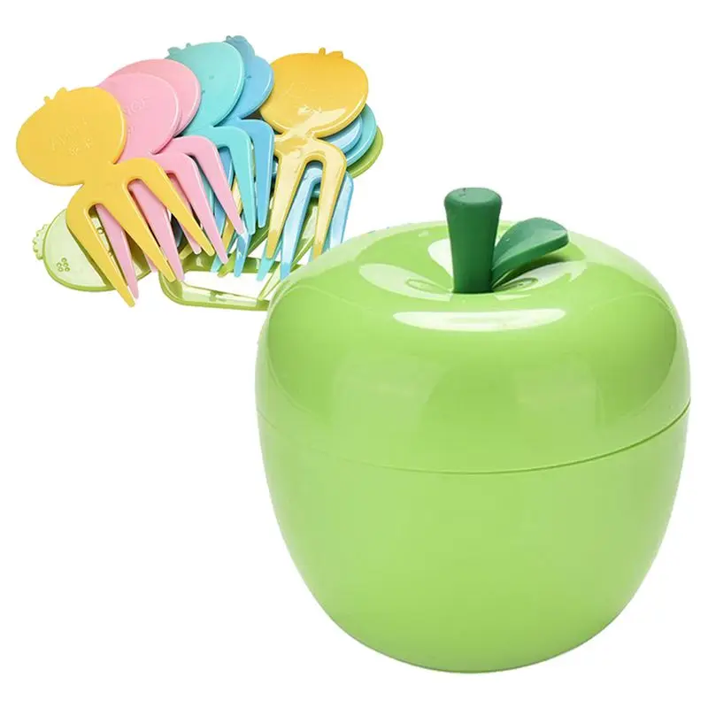 

Hot Sale 1 Set Cute ABS Fruit Cake Dessert Serving Forks for Kids Children, with an Box Container, 10 Forks