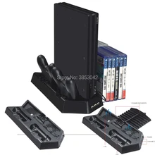 PS4 Pro Slim вертикальная подставка вентилятора охлаждения двойной контроллер зарядная станция с 3 дополнительных модуль с разъемами для консоли Playstation 4