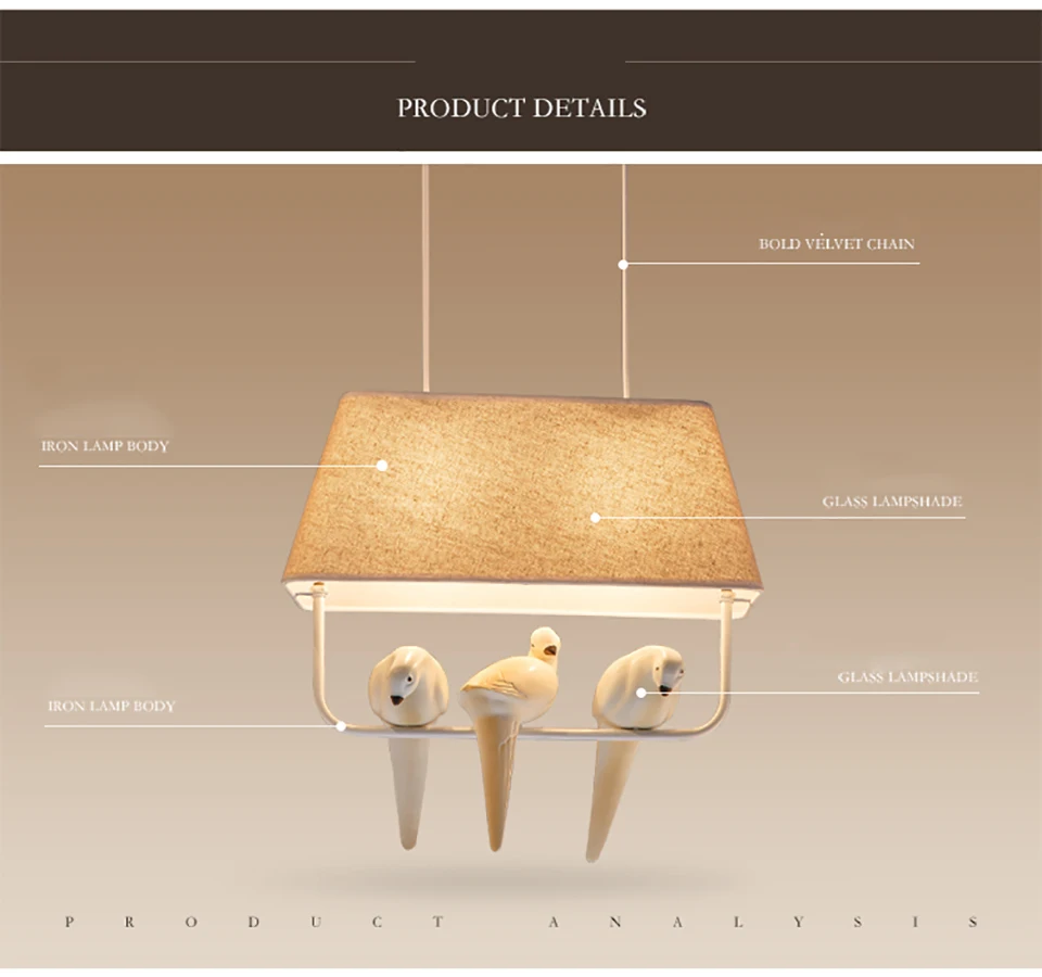 Прекрасный индивидуальный подвесной светильник с птицами винтажный смоляный тканевый абажур светодиодный подвесной светильник для кухни столовой светильник Avize