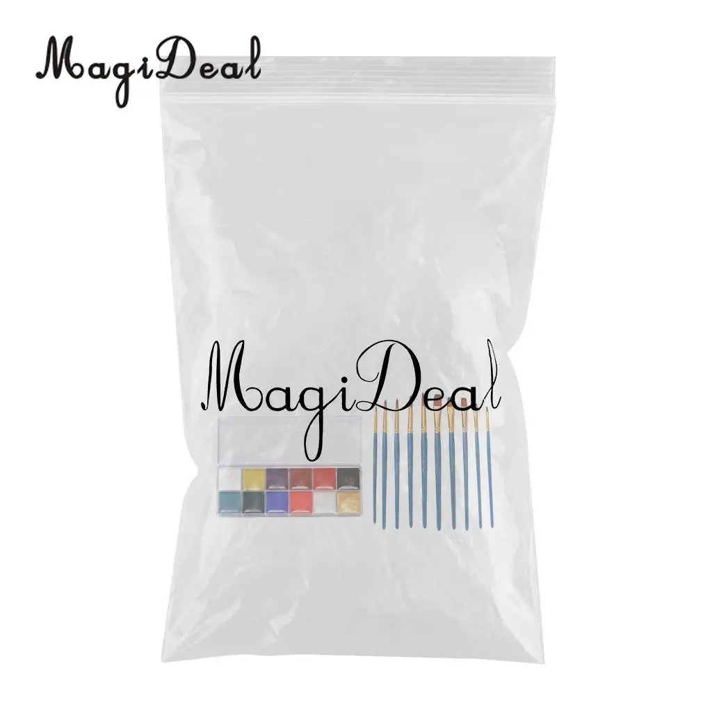 12 Color Safe Non-Toxic Oil Based Face Body Art Paint Palette Cosmetics with 10pcs Painting Brush for Party Fancy Dress Makeup