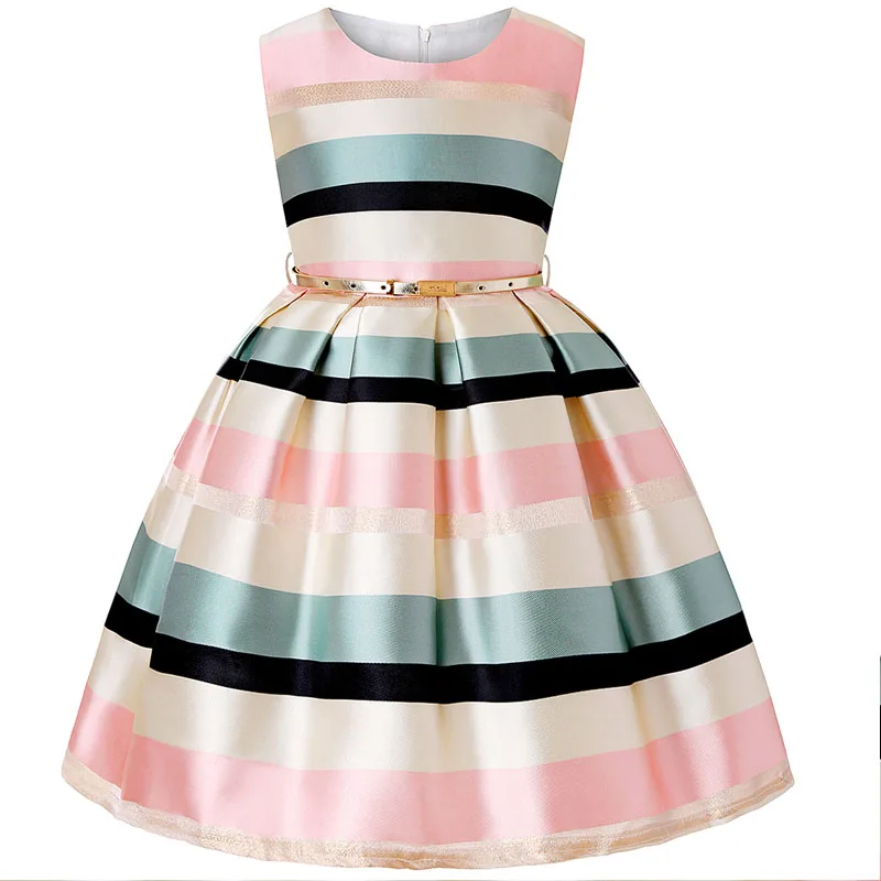 Новое платье для девочек детское платье в полоску в европейском и американском стиле Одежда для маленьких девочек