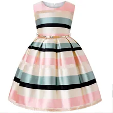 Новое платье для девочек детское платье в полоску в европейском и американском стиле Одежда для маленьких девочек
