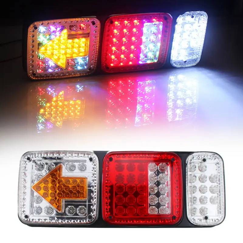 

2Pcs 73LED Plastic Car Rear Tail Lights with Arrow 12V Truck Trailer Colorful Stop Brake Lamp
