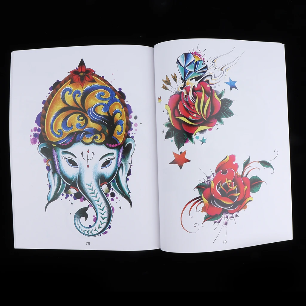 108 Pages Gorgeous Tattoo Art Designs Flash Manuscript Sketch Line Book Dragon Figures Skull Birds Flowers Butterfly Patterns