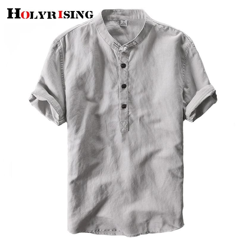 

Men Linen shirt 2019 summer cotton linen Shirt men's short sleeved shirts breathes Cool shirts 5 color M-4XL size 18812-5