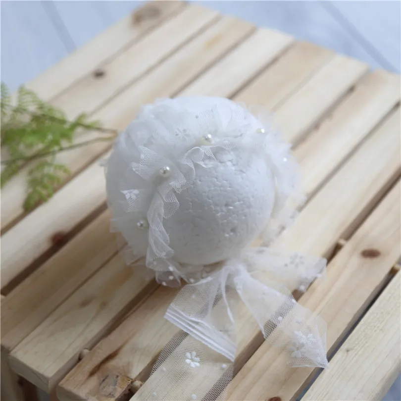 Baby Gril Lace Hat Newborn Photograohy Props Hand Sewing pearl Bonnet Photo | Детская одежда и обувь