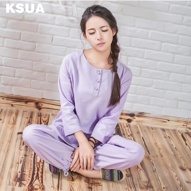 Linen Yoga Shirt Pants Zen Meditation Clothing Tracksuit Woman
