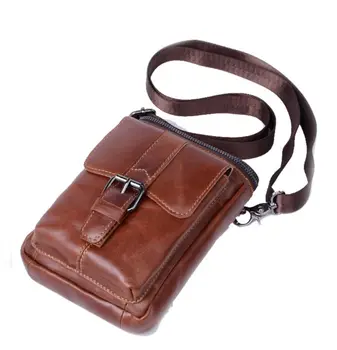 

Men Genuine Leather Cowhide Fashion Cell Mobile Phone Case Messenger Shoulder Cross Body Waist Pack Belt Pouch Bag
