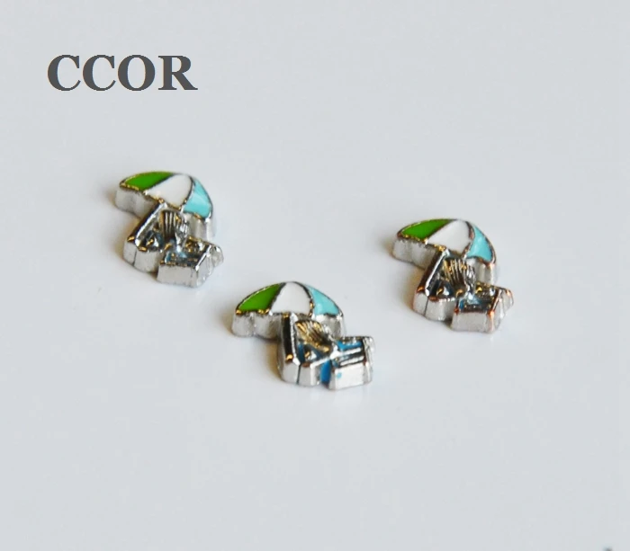 

CCOR NEW Beach Umbrella floating locket charms, Fit floating charm lockets,20PCS