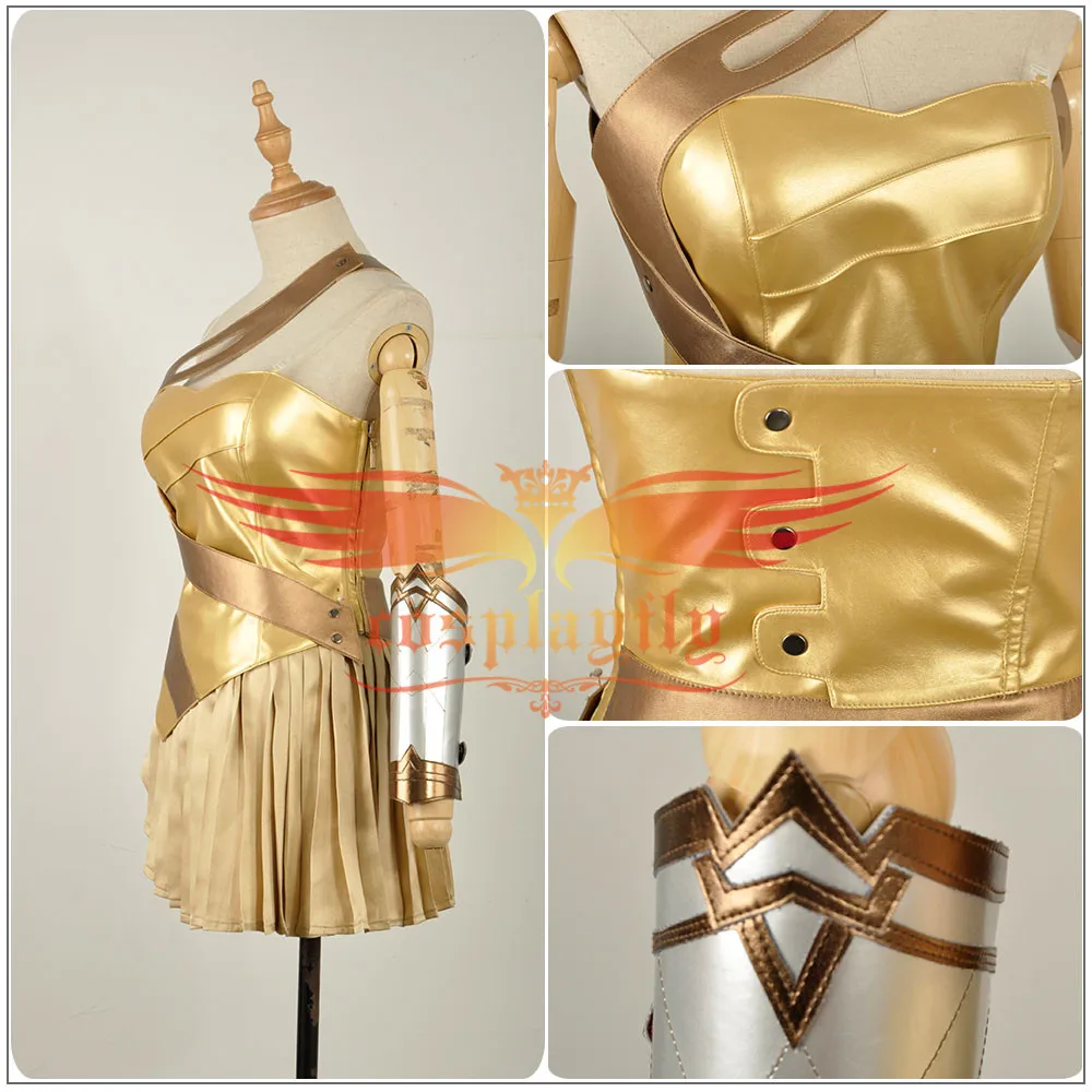 2017 Batman v Superman:Dawn of Justice Wonder Woman Cosplay Golden Dress Skirt Sexy Costume Clothing Adult Summer Version W1167