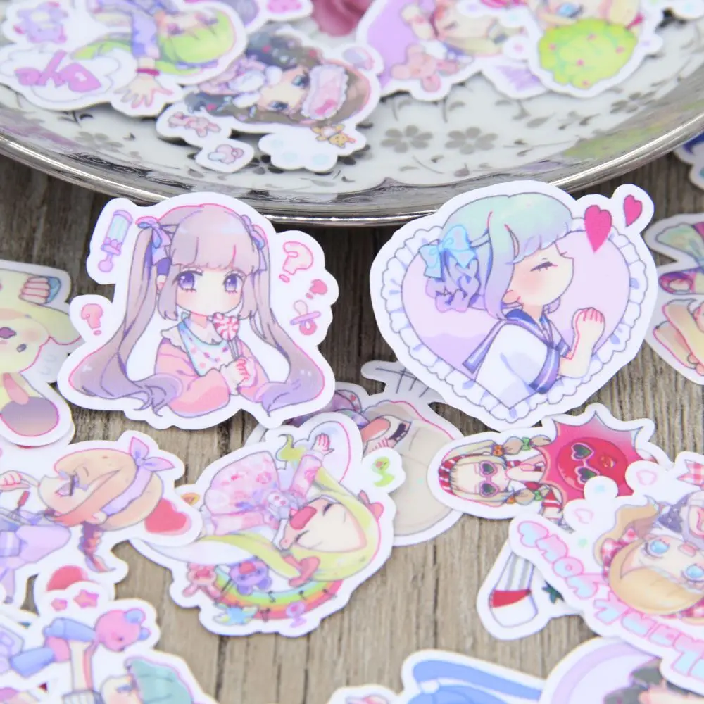 

40pcs Self-adhesive Beautiful Cartoon Girl Lady Scrapbooking Stickers Women Decorative Sticker DIY Craft Decals Diary Decor