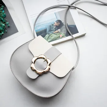 

Simple Candy Color Cross Body Bag Small Shoulder Bag round buckle bags handbags women famous brands leather shoulder bag cute A1