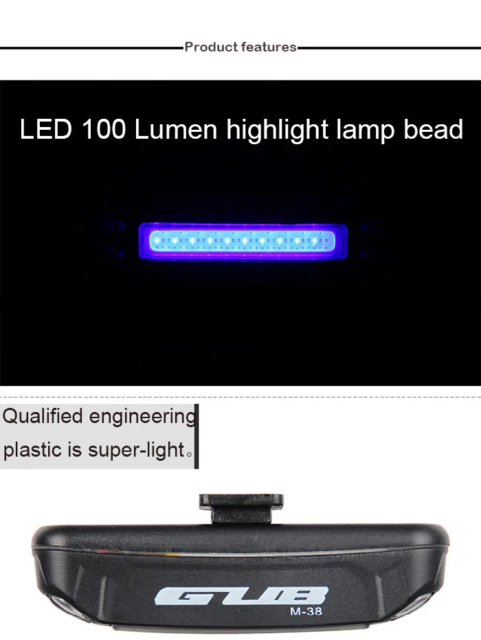 Flash Deal 7 Effects 100 Lumen High-Light Bike Light Ultra-light Safety Warning LED USB Rechargeable Front Rear Lamp Bicycle Light Tail red 4