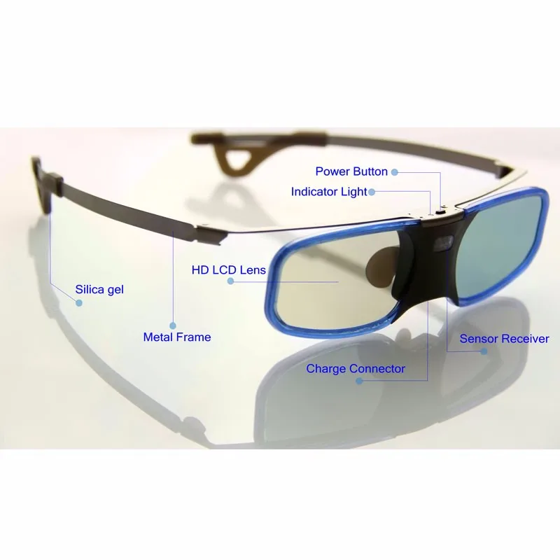 2pcs x 3D DLP Projector TV Aluminum Active Shutter Glasses For Optoma LG BenQ Acer (RX-30) Free Shipping!