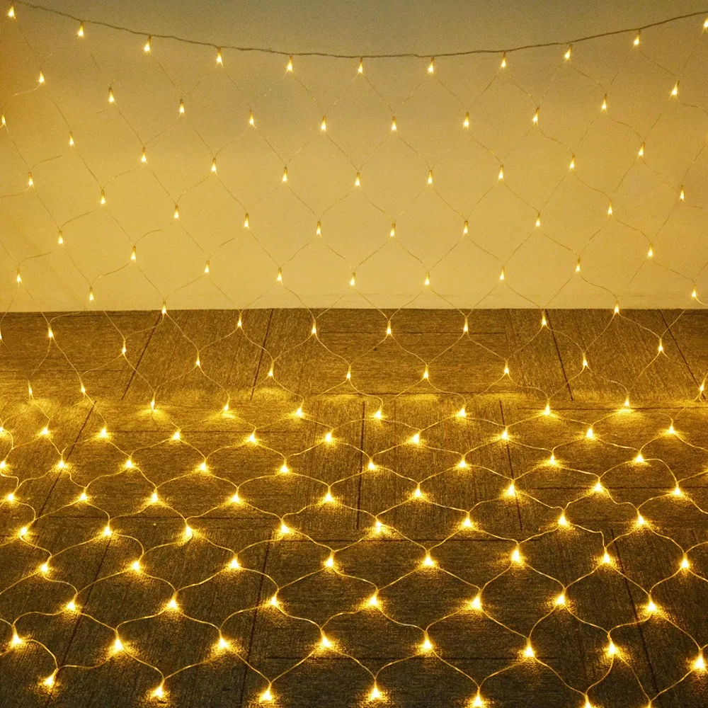 

1.5*1.5M/3*2M/6*4M LED Garden Holiday light Net Mesh Decoration String Outdoor Waterproof Wedding Party Christmas Tree Windows