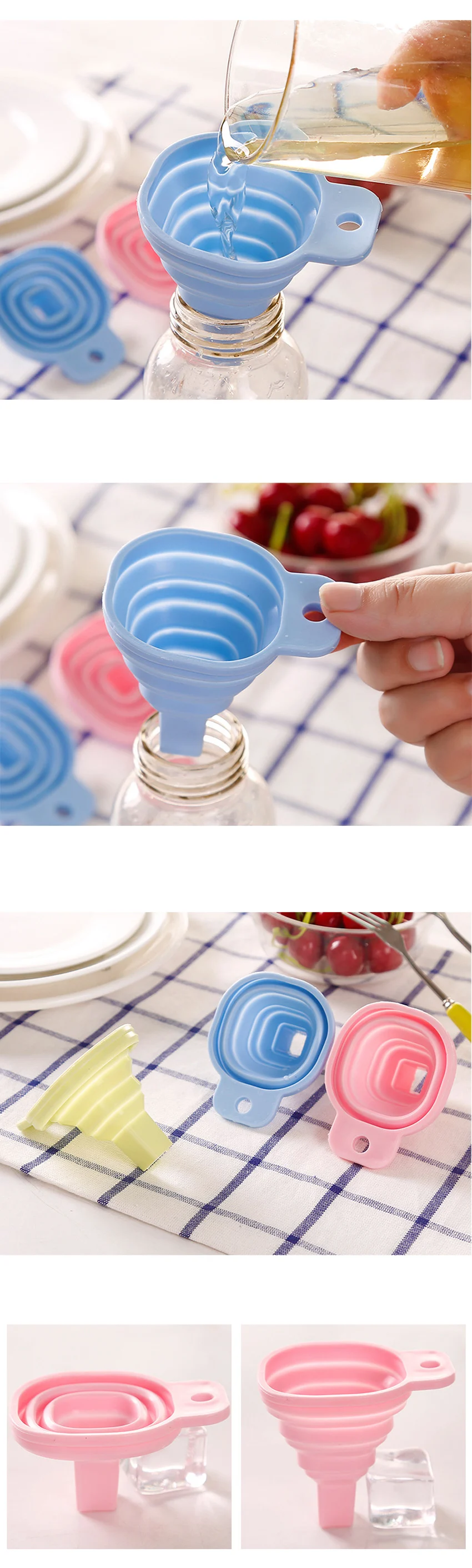 YuryFvna Складная воронка силиконовая пищевая Складная воронка кухонная Воронка для жидкого порошка для переноса бутылки с водой