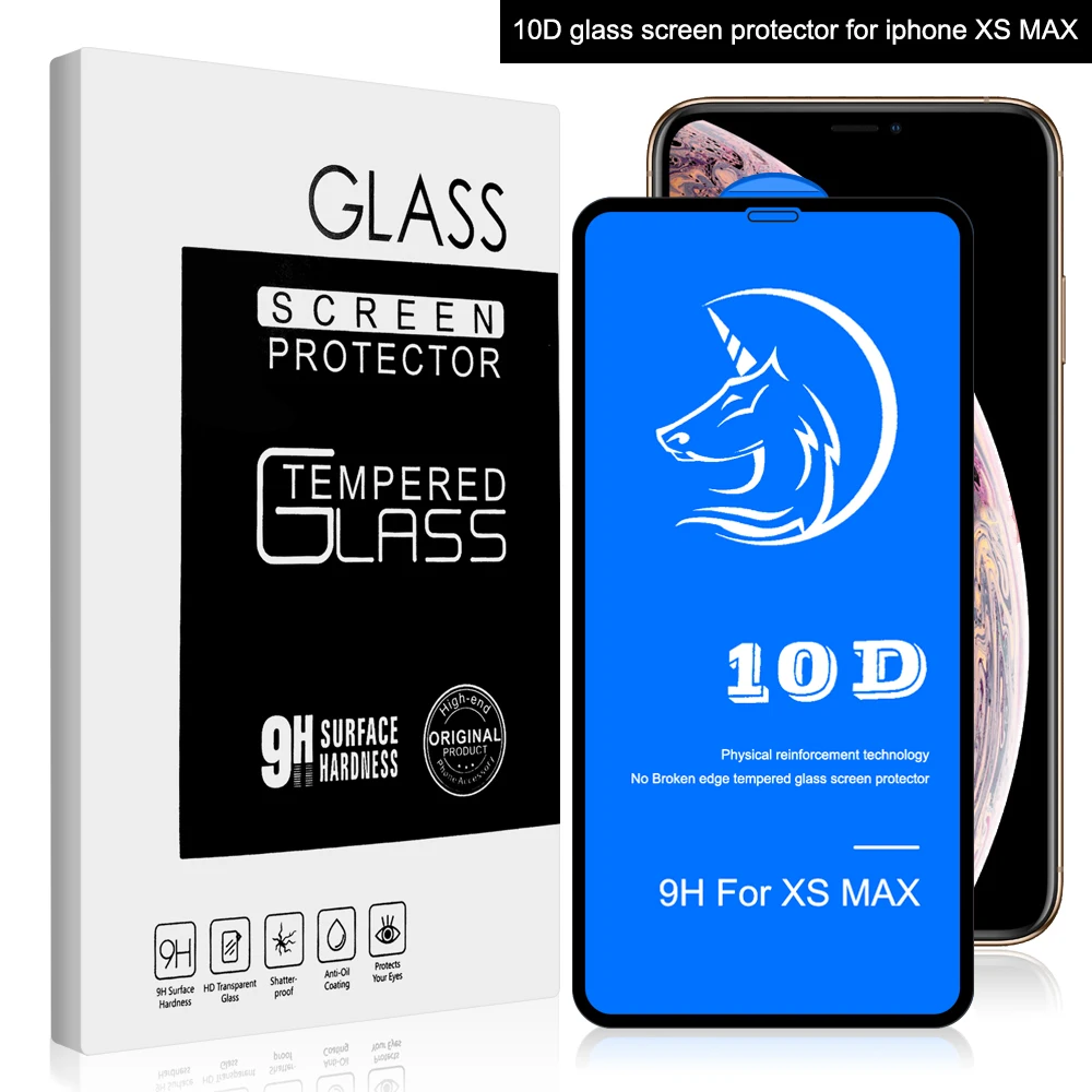 10D закаленное стекло для iPhone xs max xr x 7 8 6 6S Plus защита экрана полное покрытие