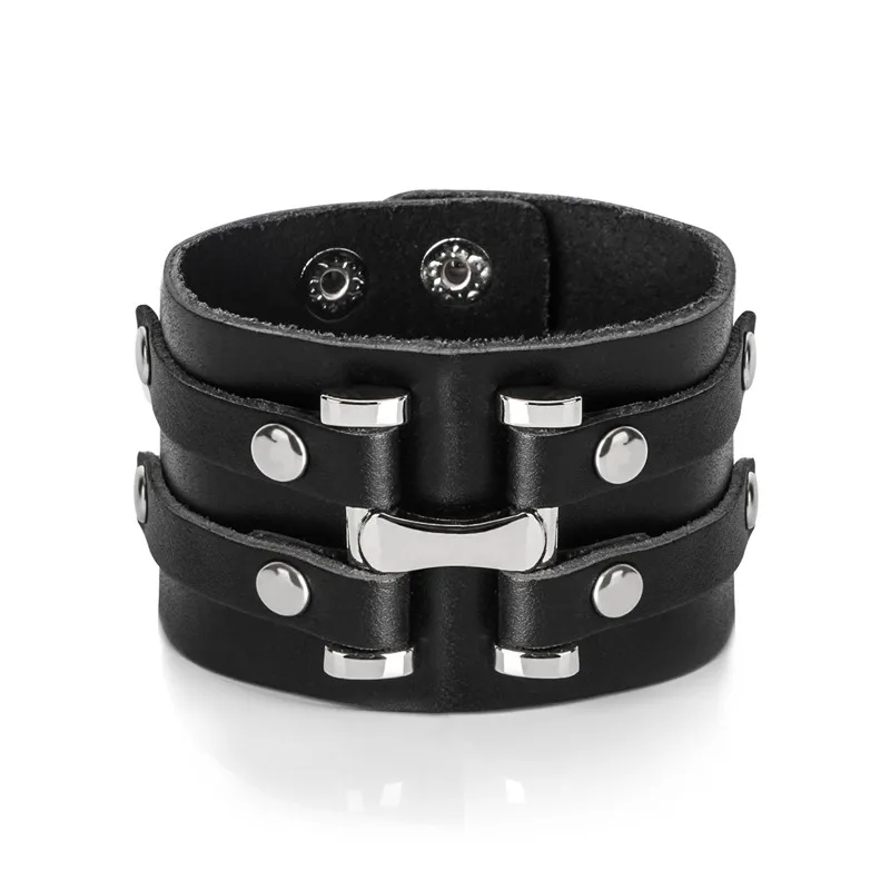 

2017 New Fahsion Hip Hop Wide Cuff Bracelet Charms Rivets Leather Bangle Bracelet for Men pulseira Jewelry Friendship Gifts