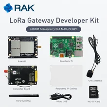 LoRa Gateway Developer Kit RAK831 LoRaWan Module with Raspberry Base Pi3 MAX-7Q GPS Module Base on SX1301 433 868 915MHz Q161