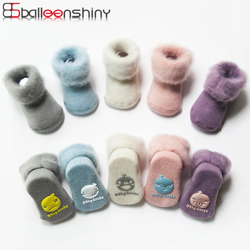 

BalleenShiny Baby Thicken Wool Socks Toddler Infant Anti-slip Keep Warm Sock Fashion Solid Color Clothes Accessory Autumn Winter