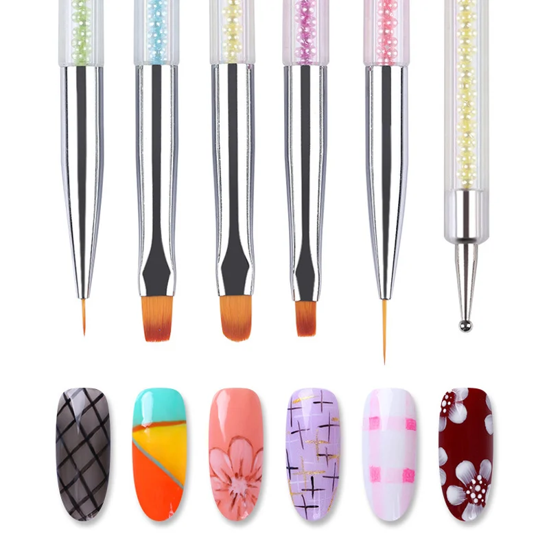 

5Pcs/Set Nail Art Dotting Pen Acrylic Rhinestone Crystal 2 Way UV Gel Painting Manicure Tools Drop Ship