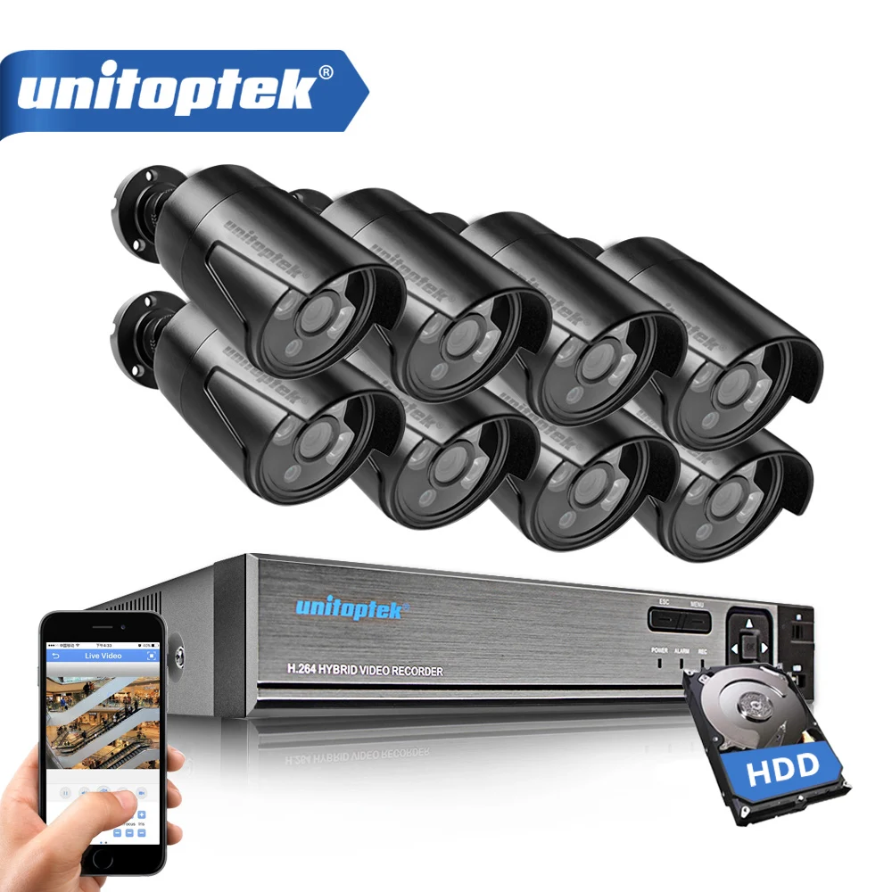 Goedkoop 8CH Cctv systeem 720 p HD AHD CCTV DVR Met 8 stks 1.0MP Cam IR 20 m Waterdichte Outdoor Home security Camera Surveillance System Kit