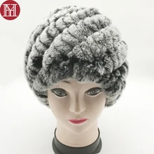Женская Россия Горячая Распродажа натуральный мех кролика рекс шапка Зимний вязаный Настоящий мех кролика шапка меховые шапочки