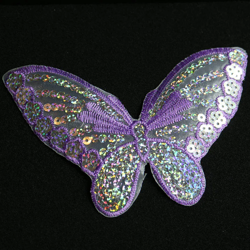 purple 1 шт. модные нашивки «бабочки» с блестками для одежды, вышивка, глажка, Аппликации, аксессуары для одежды ручной работы - Цвет: purple