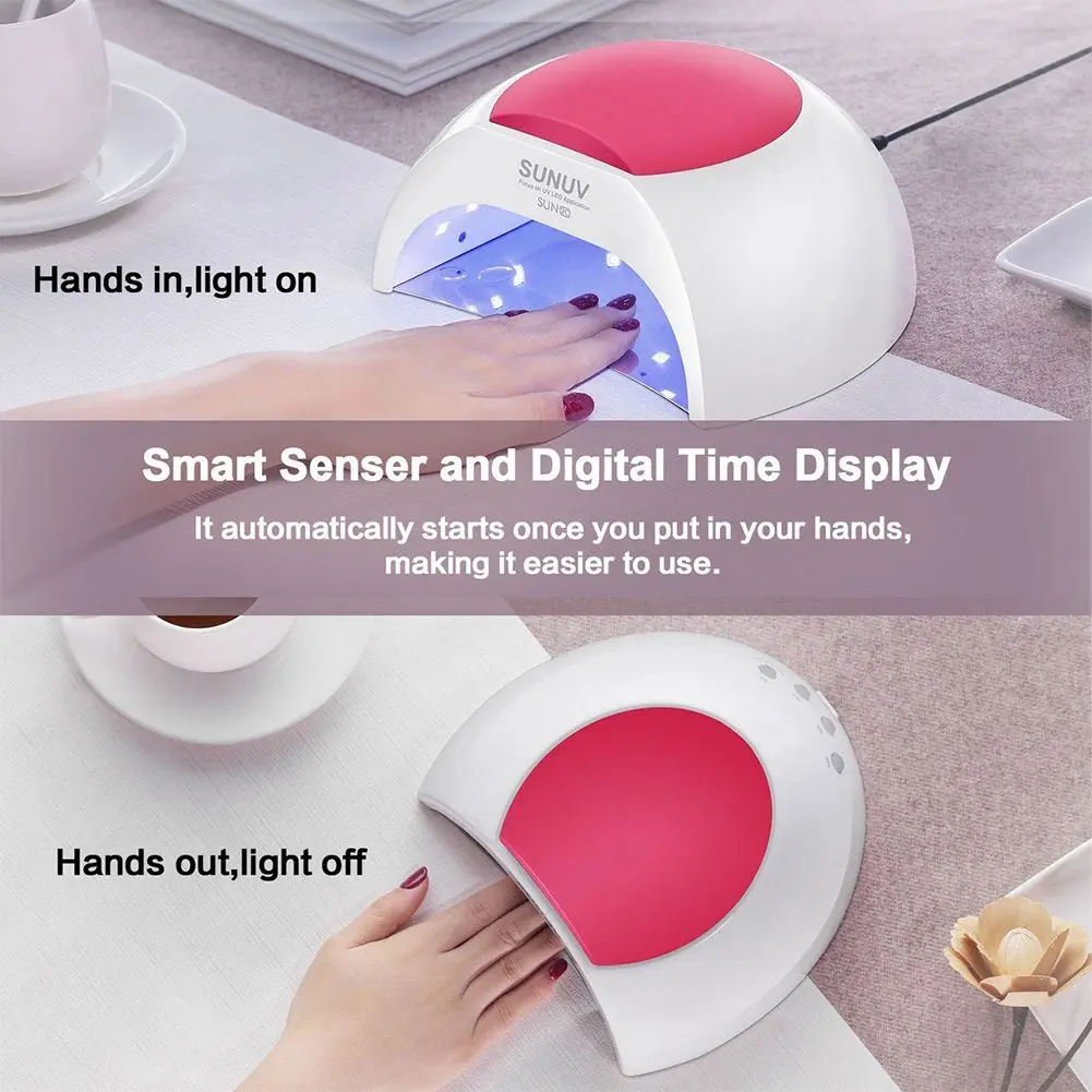 

SUN2C 48W LED UV Nail Lamp with 4 Timer Setting,Automatic Switch Induction Nail Lamp,Senor For Gel Nails and Toe Nail Cu