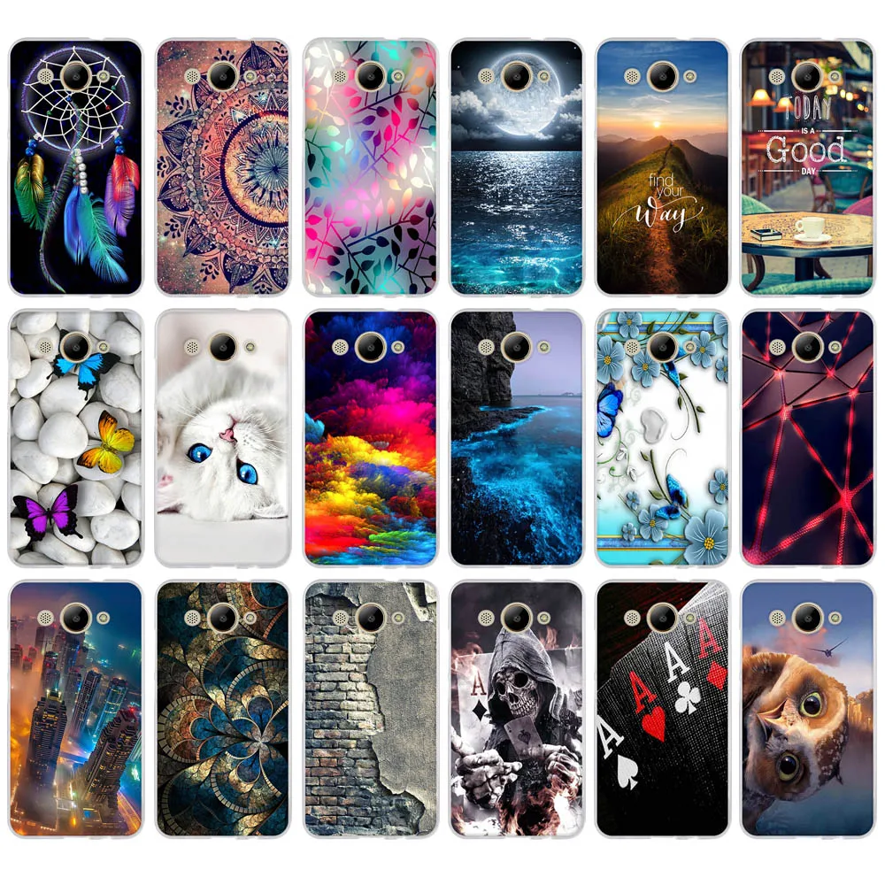 

For Huawei Y3 2017 Case Animal Flower Painting Soft TPU Silicon Phone Protective Back Cover For Huawei Y3 2017 CRO-L22 Fundas