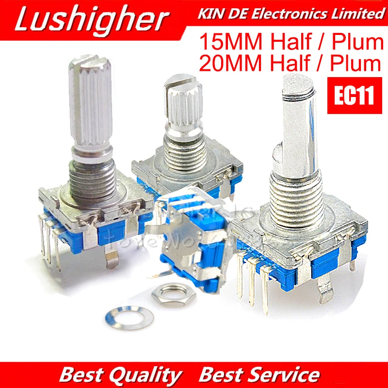 5PCS EC11 15mm / 20mm Half / Plum Axis Rotary Encoder Hle Code Switch Digital Potentiometer Switch 5Pin DIY