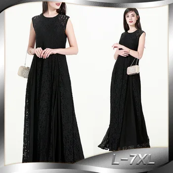 

Women Summer Lace Dress Large Sizes 7XL O Neck Sleeveless Patchwork Elegant Club Party Long Elegant Club Party Casual Dress