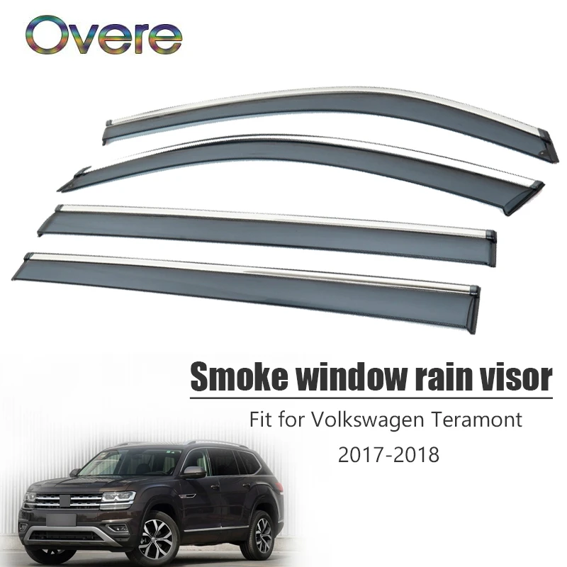 Overe 4 шт/1 Набор Дымовое окно дождевой козырек для Volkswagen VW Teramont 2017 2018 Стайлинг