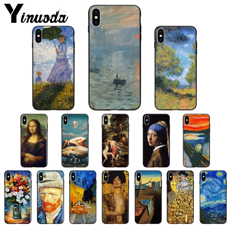 Yinuoda Mona Lisa Dali van Gogh art TPU мягкий чехол для телефона Apple iPhone 8 7 6 6S Plus X XS MAX 5 5S SE XR Чехлы