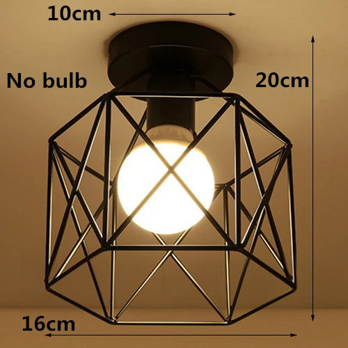 Винтажный потолочный светильник в железной клетке для квартиры, скандинавский Черный Геометрический стиль, украшение для дома, светодиодный потолочный светильник, лампа для ресторана, бара, кафе - Цвет корпуса: K-style